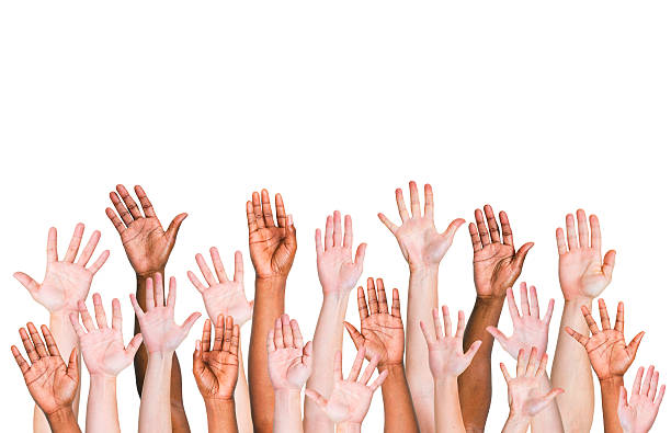 istock Group Of Multi-Ethnic People's Arms Outstretched 487619143