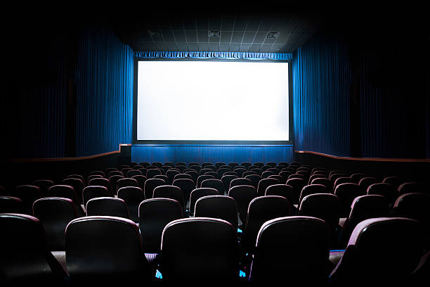 High contrast image of movie theater screen stock photo
