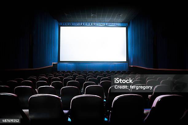 High Contrast Image Of Movie Theater Screen Stock Photo - Download Image Now - Movie Theater, Device Screen, Projection Screen