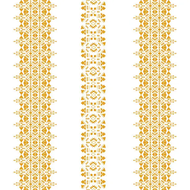 Vector illustration of tribal seamless pattern gold vertical