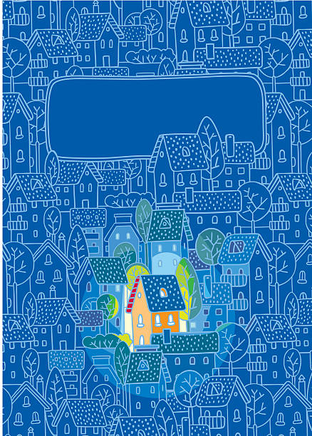 illustrazioni stock, clip art, cartoni animati e icone di tendenza di sweet home.  cartolina di auguri - architecture blue bohemia built structure