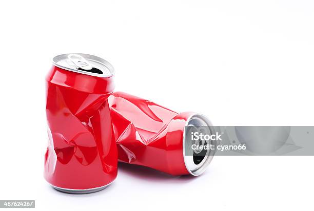 Red Crushed Cans Stock Photo - Download Image Now - Crushed, Drink Can, Can