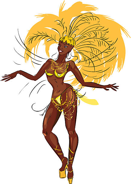 女性のサンバダンサー - samba dancing rio de janeiro carnival brazilian点のイラスト素材／クリップアート素材／マンガ素材／アイコン素材
