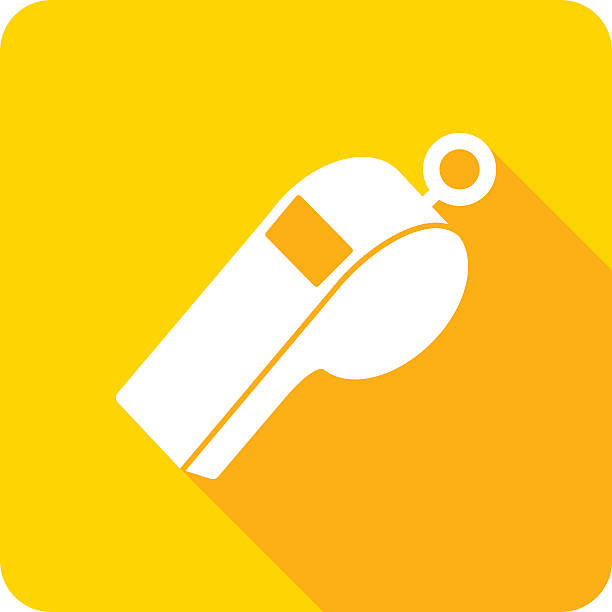 Whistle Icon Silhouette Vector illustration of a yellow whistle icon in flat style. loud whistle sound stock illustrations