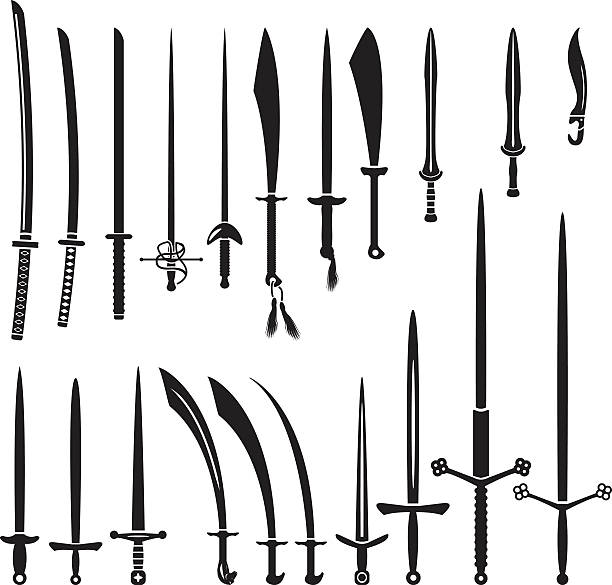 Set of vector swords Set of vector swords ancient chinese weapons stock illustrations