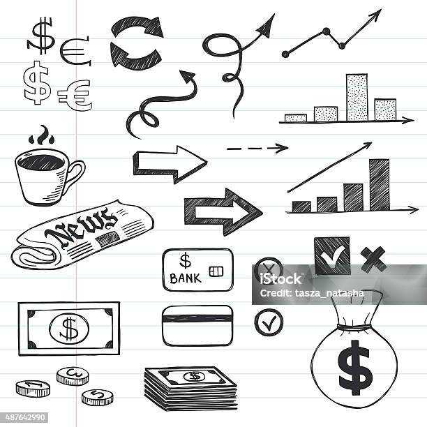 Business Icons Stock Illustration - Download Image Now - Credit Card, Doodle, Financial Bill