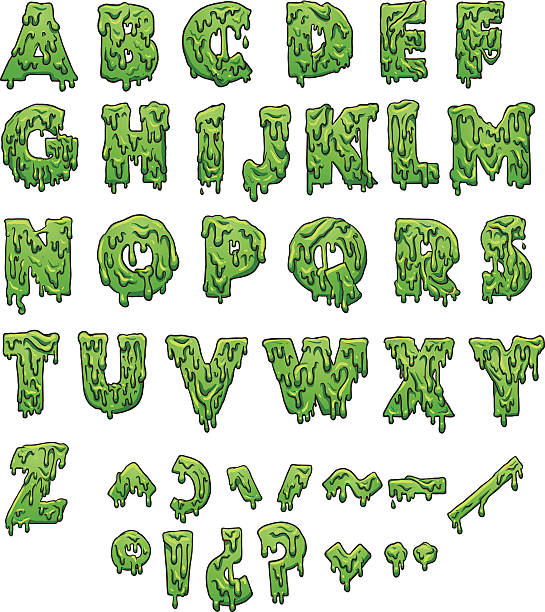 slime buchstaben - glitschig stock-grafiken, -clipart, -cartoons und -symbole