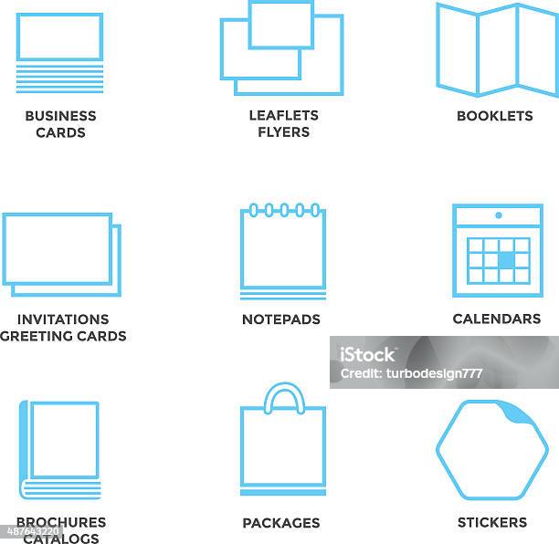 Icons Of Various Print Media Stock Illustration - Download Image Now - The Media, Vector, Printing Plant