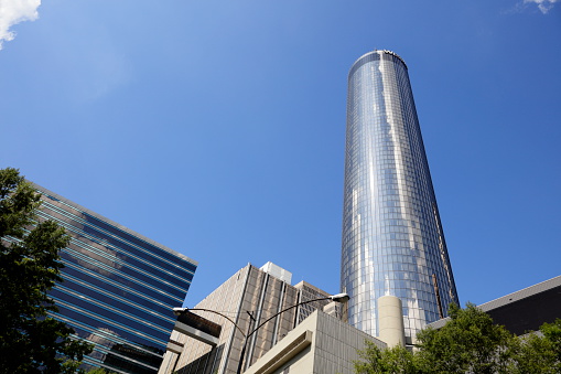 Atlanta, USA - July 24, 2015: The Westin Peachtree Plaza is a luxury skyscraper hotel located at Downtown Atlanta Georgia. 
