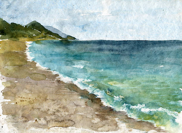 istock watercolor coast of sea 487649258
