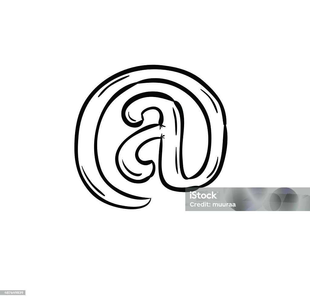 sketch of the e-mail sign sketch of the e-mail sign on white background, isolated 'at' Symbol stock vector