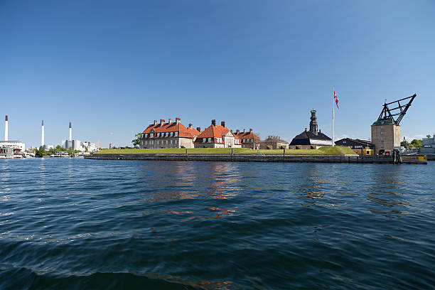 Copenhagen harbor naval base Nyholm. Historic site of Denmark and former naval base