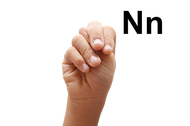 N alphabet kid hand spelling american sign language ASL