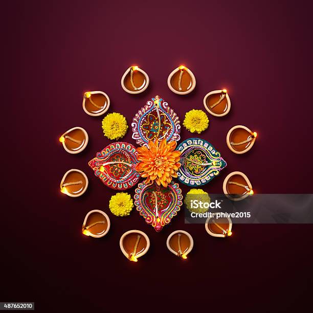 Diwali Oil Lamp Stock Photo - Download Image Now - Diwali, Diya - Oil Lamp, Decoration