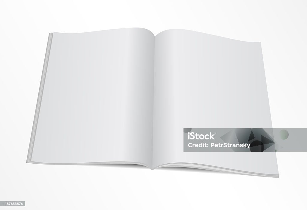 blank opened magazine mock template Illustration. Blank opened magazine template on gray. 2015 Stock Photo