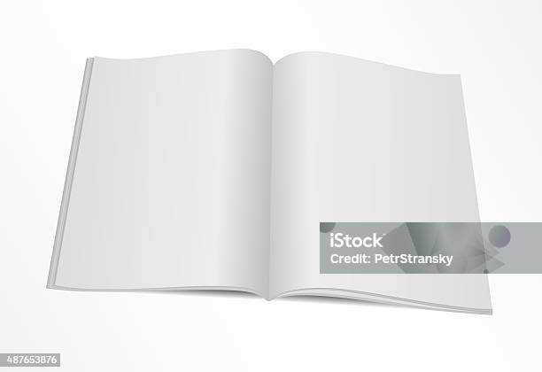 Blank Opened Magazine Mock Template Stock Photo - Download Image Now - 2015, Blank, Book
