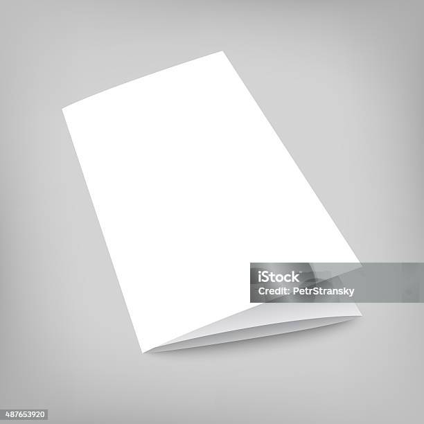 Illustration Mockup Trifold Flyer On Gray Stock Photo - Download Image Now - Brochure, Flyer - Leaflet, Template