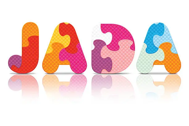 Vector illustration of Vector JADA written with alphabet puzzle