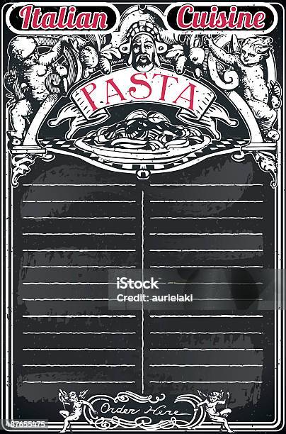 Vintage Lavagna Per Menu Pasta Italiana - Immagini vettoriali stock e altre immagini di Lavagna - Lavagna, Pasta, Piatto - Stoviglie