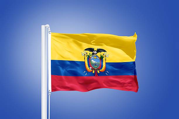 istock Flag of Ecuador flying against a blue sky 487658190