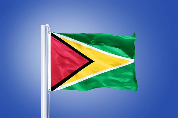 istock Flag of Guyana flying against a blue sky 487665536