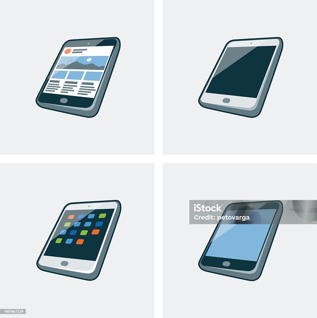 Conjunto de ícones de quatro tablet - Vetor de Agenda Eletrônica royalty-free