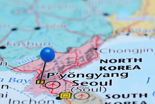 istock Pyongyang pinned on a map of Asia 487667478