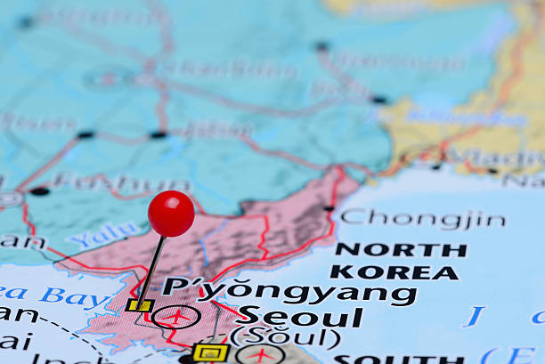 istock Pyongyang pinned on a map of Asia 487667578