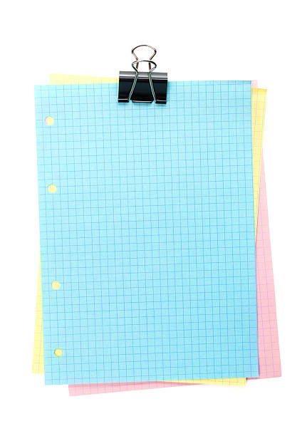 istock Colorful lined office paper with clip 487667949
