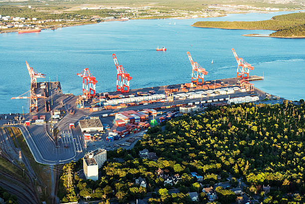 istock Aerial View of Container Port 487668666