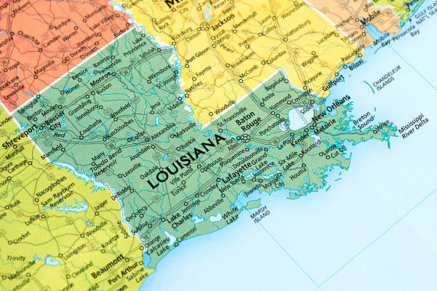 ルイジアナ州 - usa road map selective focus macro ストックフォトと画像