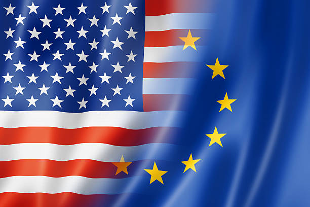 istock USA and Europe flag 487668862