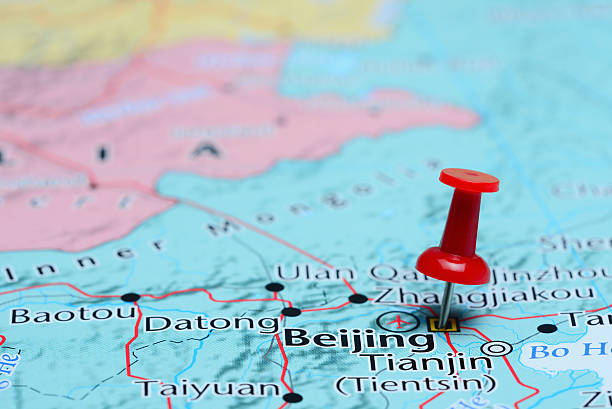 istock Beijing pinned on a map of Asia 487668922