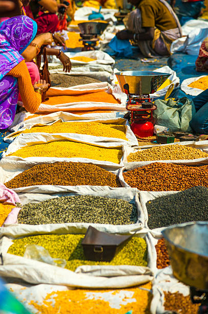 especiarias para venda no mercado delhi, índia - cardamom condiment spice asian cuisine imagens e fotografias de stock