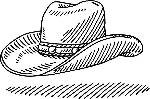 Cowboy Hat Drawing Hand-drawn vector drawing of a Cowboy Hat. Black-and-White sketch on a transparent background (.eps-file). Included files are EPS (v10) and Hi-Res JPG. country fashion stock illustrations