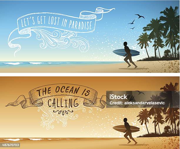 Surfing Backgrounds Stock Illustration - Download Image Now - Surfing, Beach, Wave - Water
