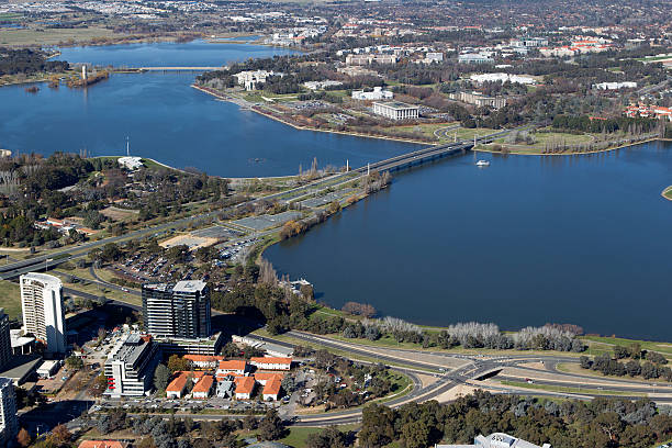 istock Lake Burley Griffin aerial view 487671210