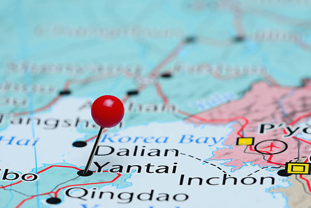 istock Yantai pinned on a map of Asia 487671232