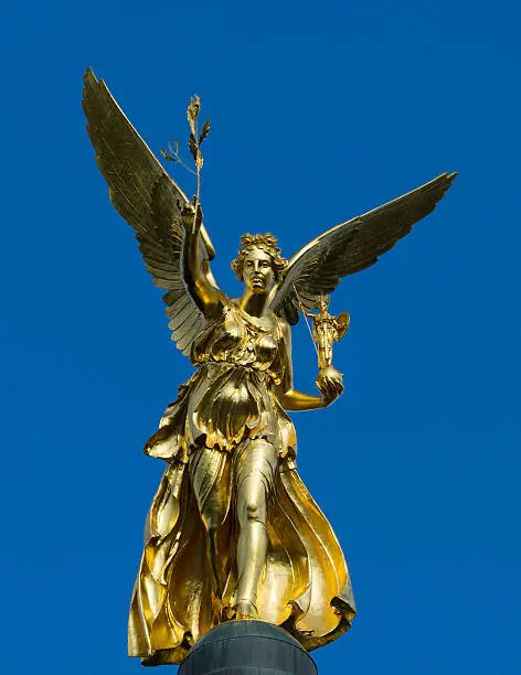 The Angel of Peace in front of a blue sky in spring at Munich.