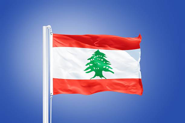 istock Flag of Lebanon flying against a blue sky 487671296