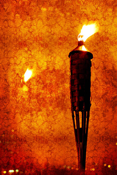 istock Textured picture of glowing torch head with reflection 487672680