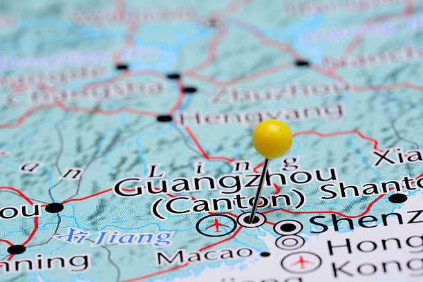 istock Guangzhou pinned on a map of Asia 487673172