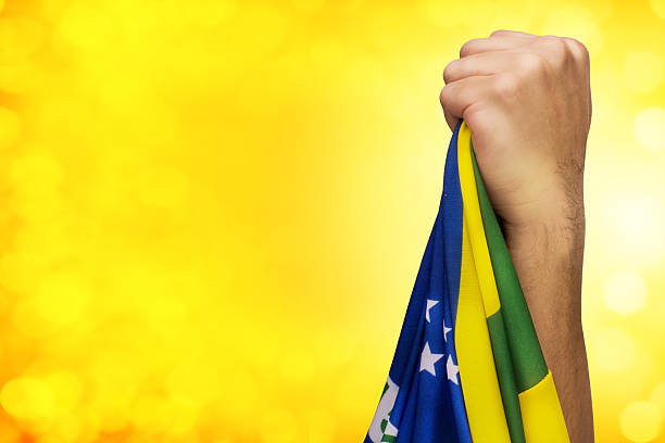Brazilian fans patriot Hands painted in Brazilian colors. international team soccer photos stock pictures, royalty-free photos & images