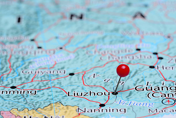 istock Liuzhou pinned on a map of Asia 487673738