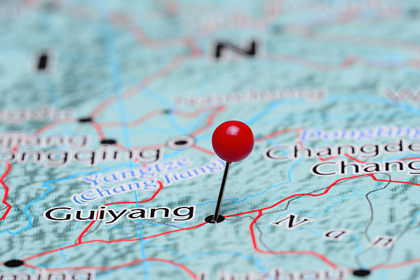 istock Guiyang pinned on a map of Asia 487673756