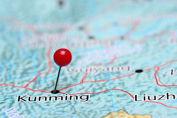 istock Kunming pinned on a map of Asia 487673760
