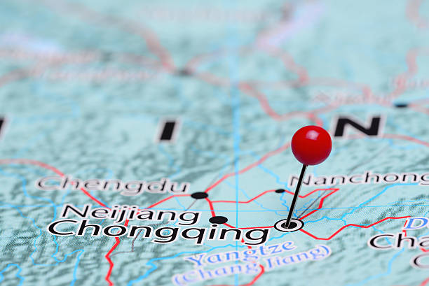 istock Chongqing pinned on a map of Asia 487673776