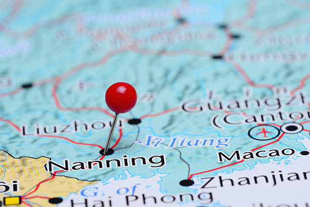 istock Nanning pinned on a map of Asia 487673786