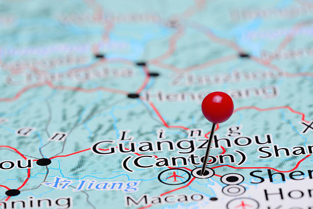 istock Guangzhou pinned on a map of Asia 487673788