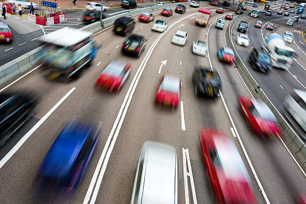 istock Traffic on multiple lane highway with motion blur 487673800